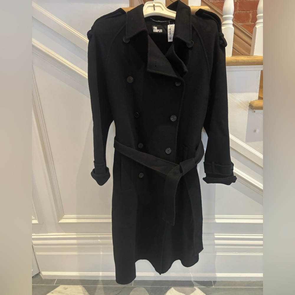 Long double sided wool coat black, classic